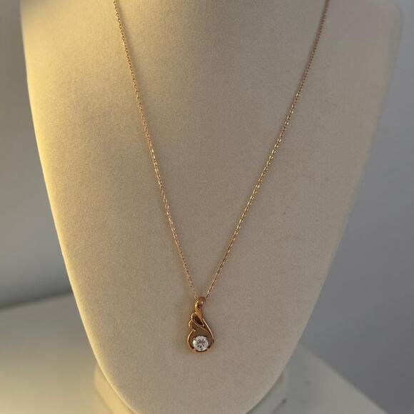 Unbranded Jewelry - Gold Teardrop Necklace Cubic Zirconia Pendant Minimal Elegant Jewelry